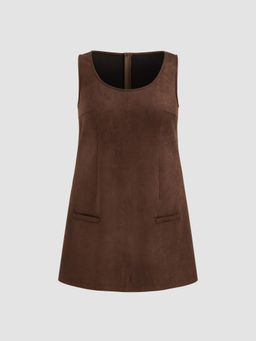 Cider - Suede Square Neck Mini Dress Curve & Plus