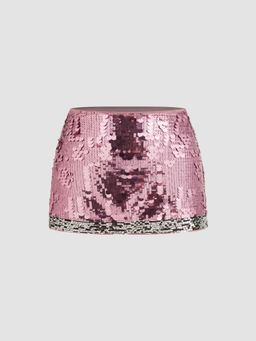 Cider - Sequin Low Rise Contrasting Hem Mini Skirt