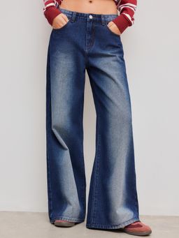 Cider - Denim Low Rise Washed Baggy Jeans