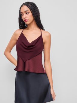 Cider - Satin Cowl Neck Top