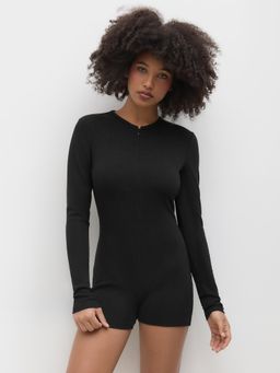 Cider - Cotton-blend Half Zip Romper