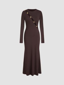 Cider - Round Neckline Cut Out Maxi Dress