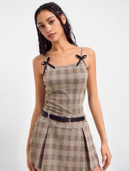 Cider - Plaid Bow Cropped Top