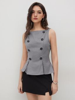 Cider - Boat Neck Double Breasted Vest Top