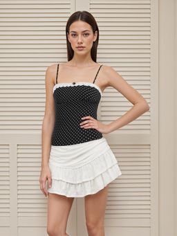 Cider - Cotton-blend Polka Dot Broderie Anglaise Trim Rose Top