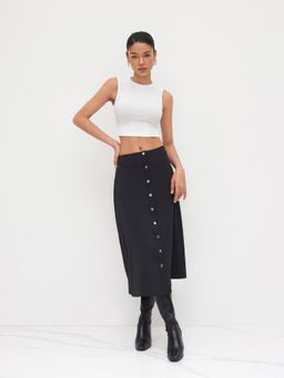 Cider - Round Neckline Tank Top & Mid Rise Button Maxi Skirt