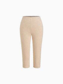 Cider - Mid Rise Gingham Ruched Capri Leggings
