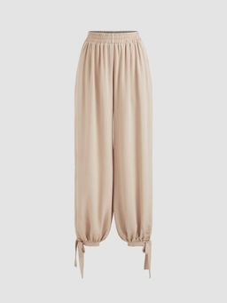 Cider - Mid Rise Elastic Waist Knotted Jogger Pants