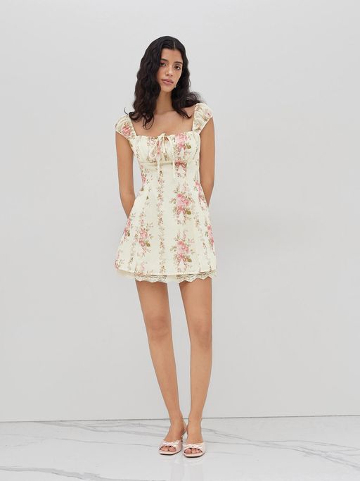 free people bohemian mini dress Free People Rust Floral Empire Waist Mini Dress