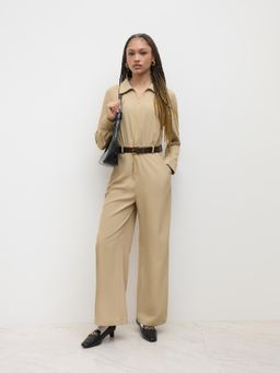 Cider - Zip Through Polo Jumpsuit With Belt (Set of 2)