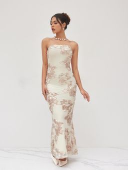Cider - Jacquard Bandeau Floral Mermaid Maxi Dress
