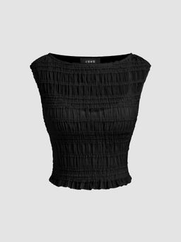 Cider - Boat Neck Shirred Top & Top