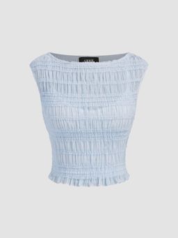 Cider - Boat Neck Shirred Top & Top