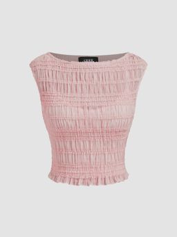 Cider - Boat Neck Shirred Top & Top