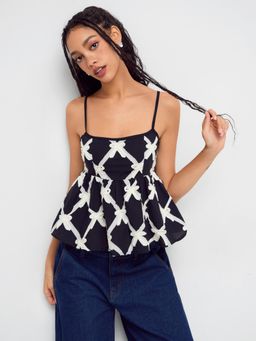 Cider - 100% Cotton Bowknot Ruffle Top