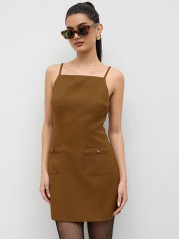 Cider - Solid Pocket Mini Dress