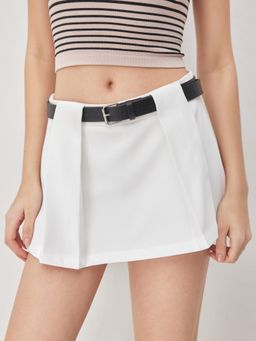 Cider - Mid Rise Pleated Micro Skort With Belt