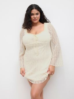 Cider - Square Neck Knotted Lace Mini Dress Curve & Plus
