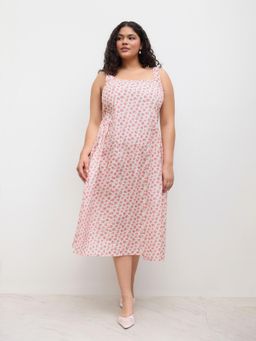 Cider - Square Neck Floral Ruffle Midi Dress Curve & Plus