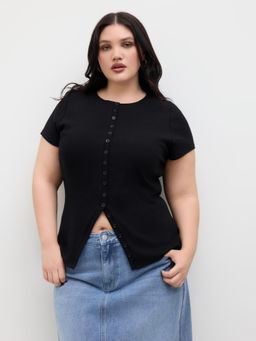 Cider - Cotton-blend Button Up Split Top Curve & Plus