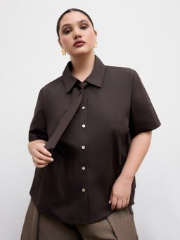 Cider - 100% Cotton Polo Button Up Shirt With Tie Curve & Plus