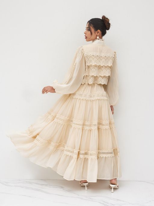 cider beige dress Buy Cider Mesh Ruffle Hem Maxi Dress Online