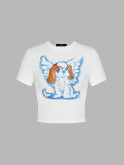 Cider - Angle Dog Graphic Cropped Short Sleeve Tee