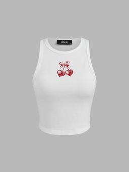 Cider - Cotton-blend Cherry Heart Graphic Top