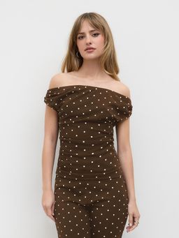 Cider - Polka Dot Ruched Top