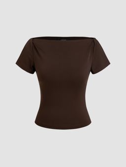 Cider - Boat Neck Twist Split Sleeve Top