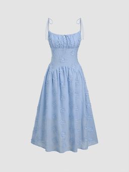 Cider - Cotton Scoop Neckline Floral Knotted Maxi Dress