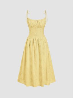 Cider - Cotton Scoop Neckline Floral Knotted Maxi Dress