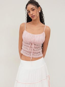 Cider - Lace Lettuce Trim Knotted Top