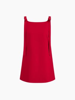 Cider - Square Neck Bowknot Pocket Mini Dress