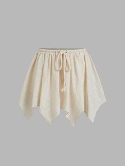 Cider - Cotton Mid Rise Embroidery Elastic Waist Mini Skirt