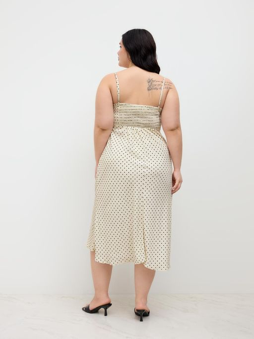 Buy Cider Chiffon Sweetheart Polka Dot Contrasting Lace Midi Dress Curve &  Plus (0XL) Online