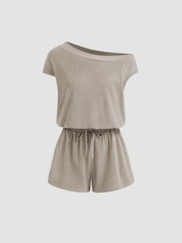 Cider - Asymmetrical Neck Drawstring Romper