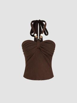 Cider - Halter Neckline Wooden Bead Top