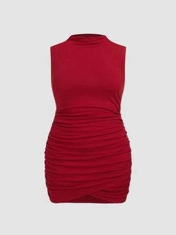 Cider - High Neck Ruched Mini Dress