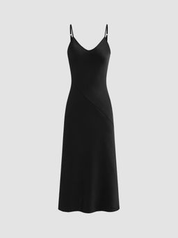 Cider - V-neck Ruffle Hem Midi Dress