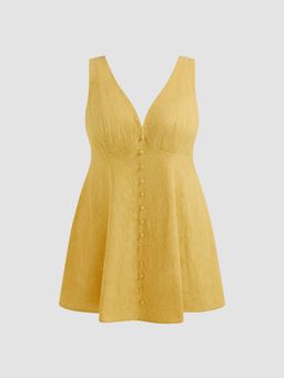 Cider - Cotton V-neck Floral Mini Dress Curve & Plus