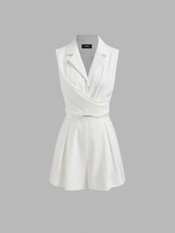 Cider - Collar Bowknot Criss Cross Romper