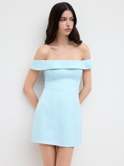 Cider - Off-shoulder Zipper Mini Dress