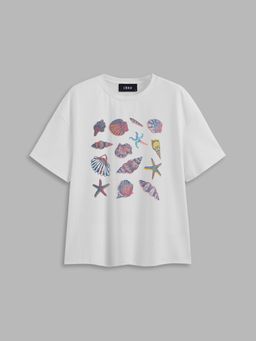 Cider - Cotton-blend Shell Graphic Oversized Tee
