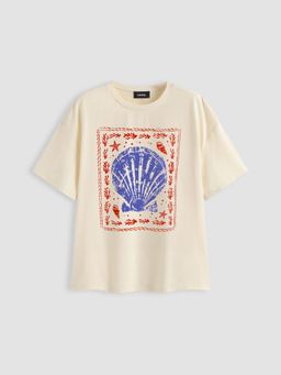 Cider - Cotton-blend Shell Graphic Oversized Tee