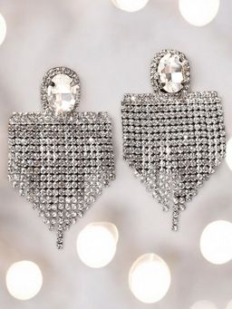 OOMPH - White Crystal Drop Earrings