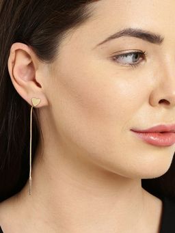 OOMPH - Gold Two-In-One Love Heart Fashion Drop Earrings