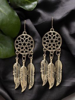 OOMPH - Antique Gold Dream Catcher Bohemian Fashion Drop Earrings