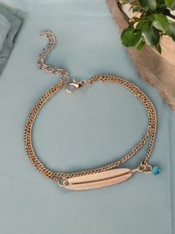 OOMPH - Gold Tone Minimal Bohemian Leaf Fashion Anklet