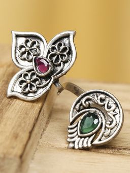 OOMPH - Oxidised Silver Open Ring - Tribal / Afghan Theme